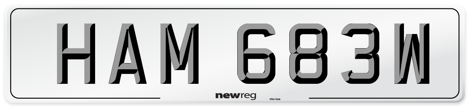 HAM 683W Number Plate from New Reg